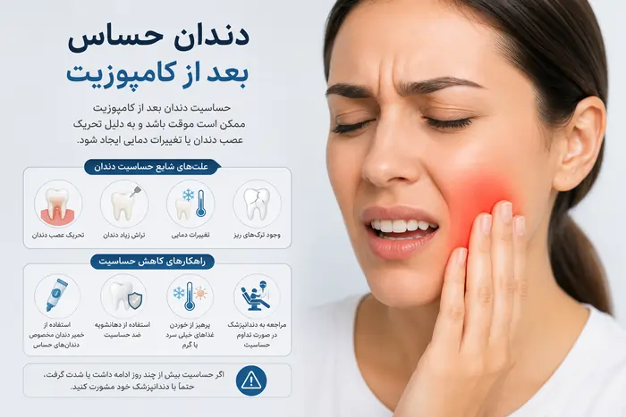 عوارض کامپوزیت دندان؛ آیا کامپوزیت برای دندان ضرر دارد؟ 3 حساسیت دندان بعد از کامپوزیت